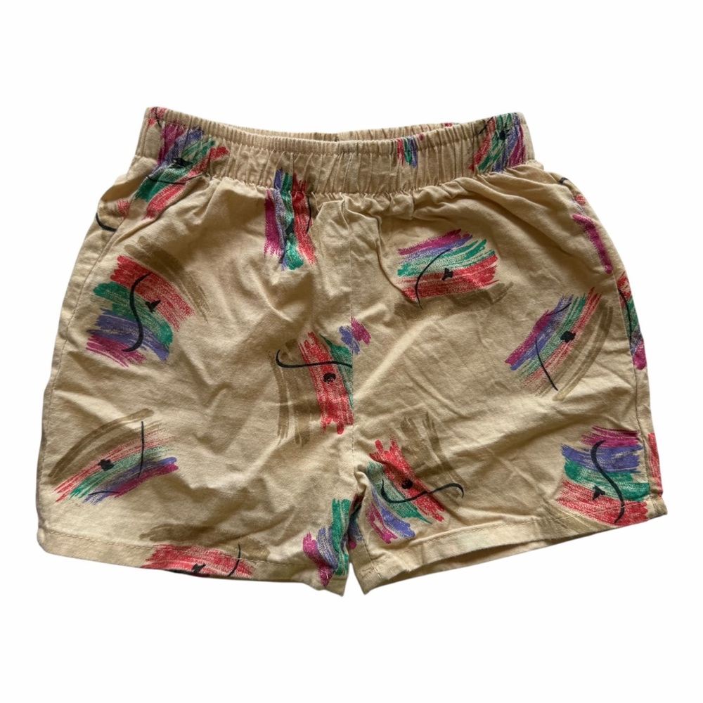 Vintage 90s West Express Kids Swim Trunks Abstract Print Tan 24M Retro 90s